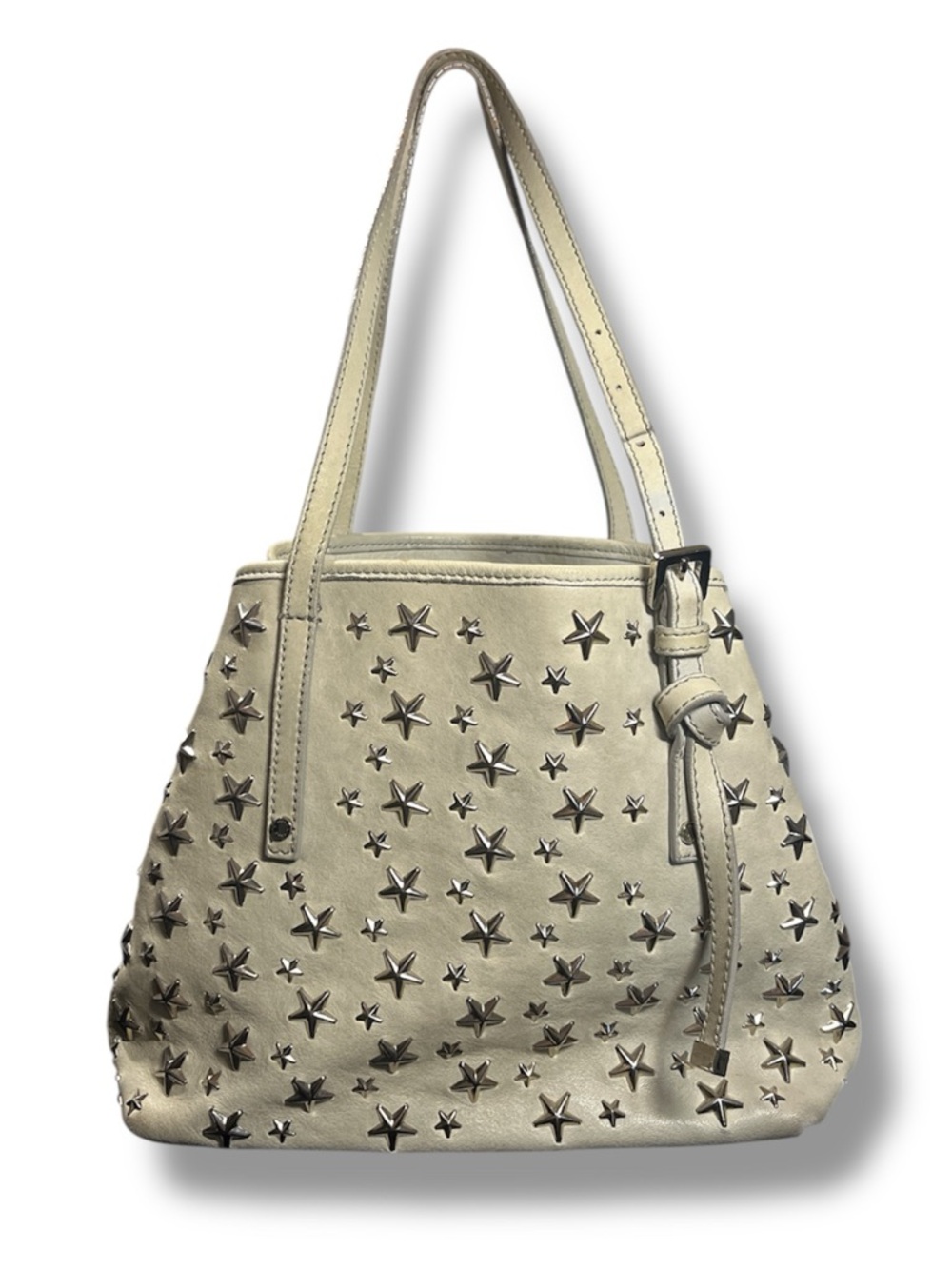 Jimmy Choo Sasha Beige Leather Star Studded Tote Bag - Authentic Made in Italy